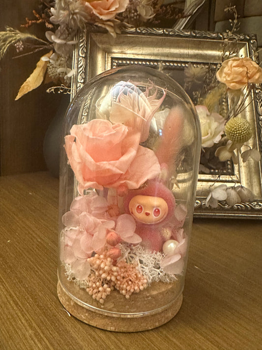 進口保鮮花 玻璃罩 (細）